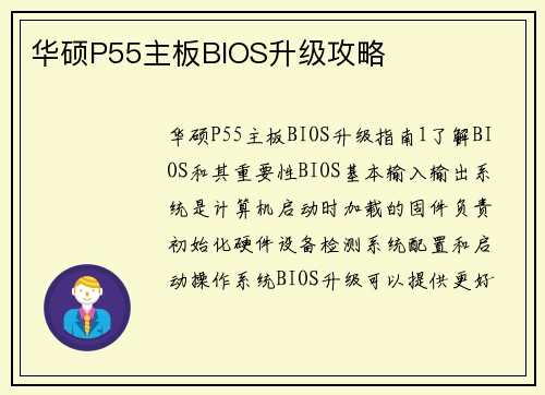 华硕P55主板BIOS升级攻略