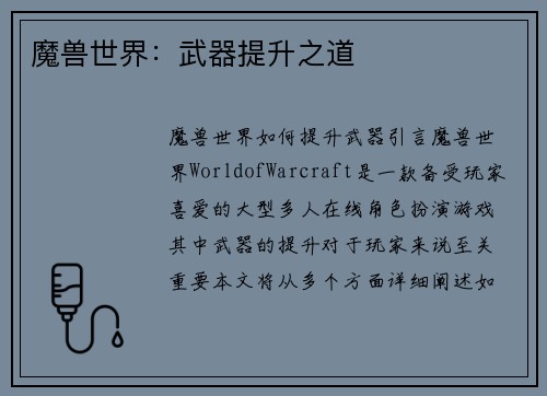 魔兽世界：武器提升之道