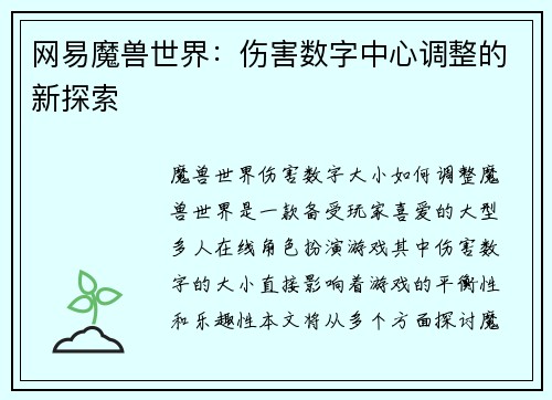 网易魔兽世界：伤害数字中心调整的新探索